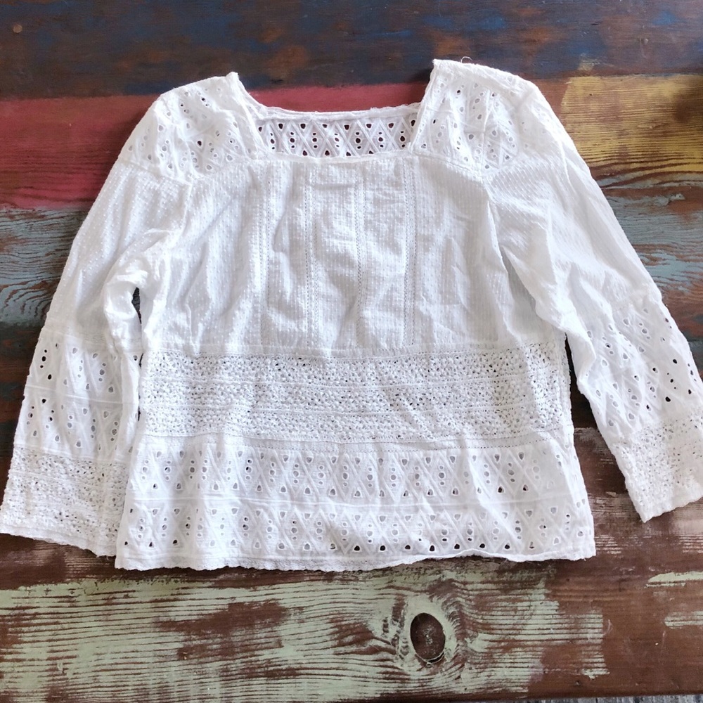 Vintage Eyelet White Summer Blouse